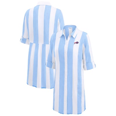  Buffalo Bills Tommy Bahama Women's Rugby Beach Stripe Button-Up Tunic - Blue/White